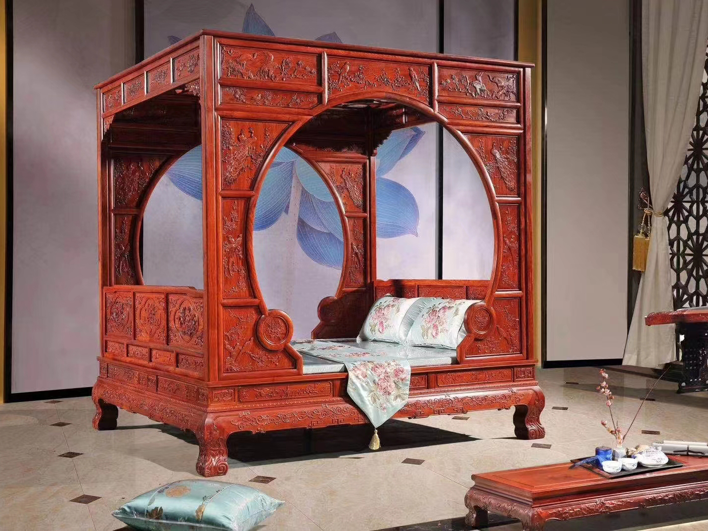 缅甸花梨木架子床